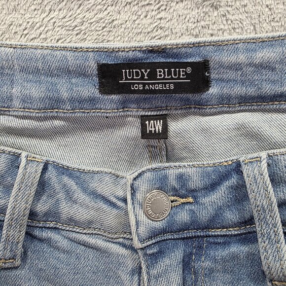 Judy Blue Jeans Womens 14W Light Wash Distressed Star Pocket Stretch JB88723 LT - Picture 5 of 10